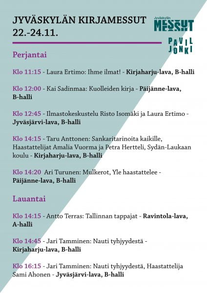 Into Jyväskylän Kirjamessuilla 22.-24.11.